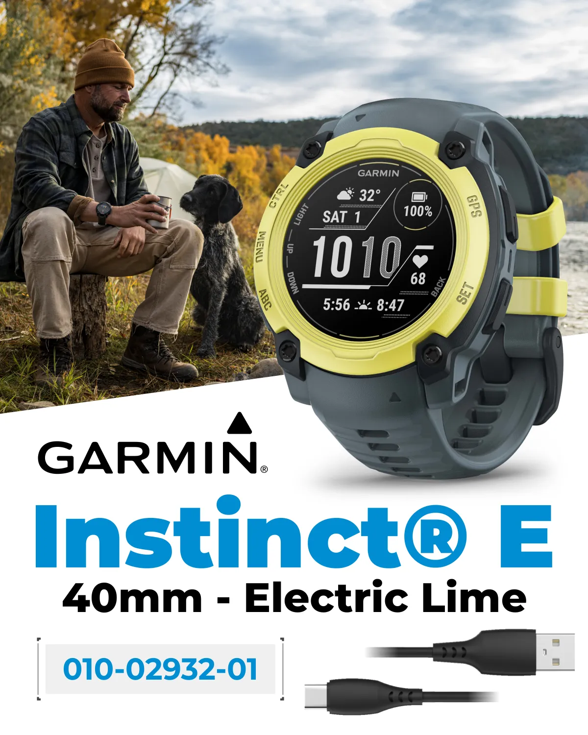 Garmin Instinct E Smartwatch, MIP Display, GPS, Cardio, SpO2,  70 Sports Apps, Training Readiness, Activity Tracker 24/7, Notifications, Connect IQ, Wearable4U