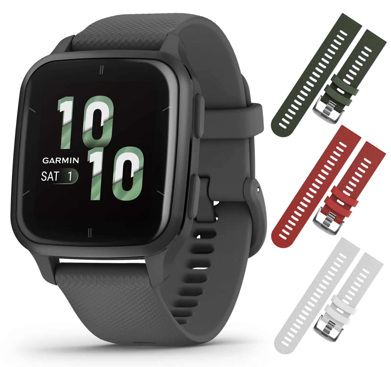 Garmin Venu Sq 2 GPS Smartwatch, All-Day Monitoring, Long-Lasting Battery Life, AMOLED Display, Black/Slate with Wearable4U Straps Bundle