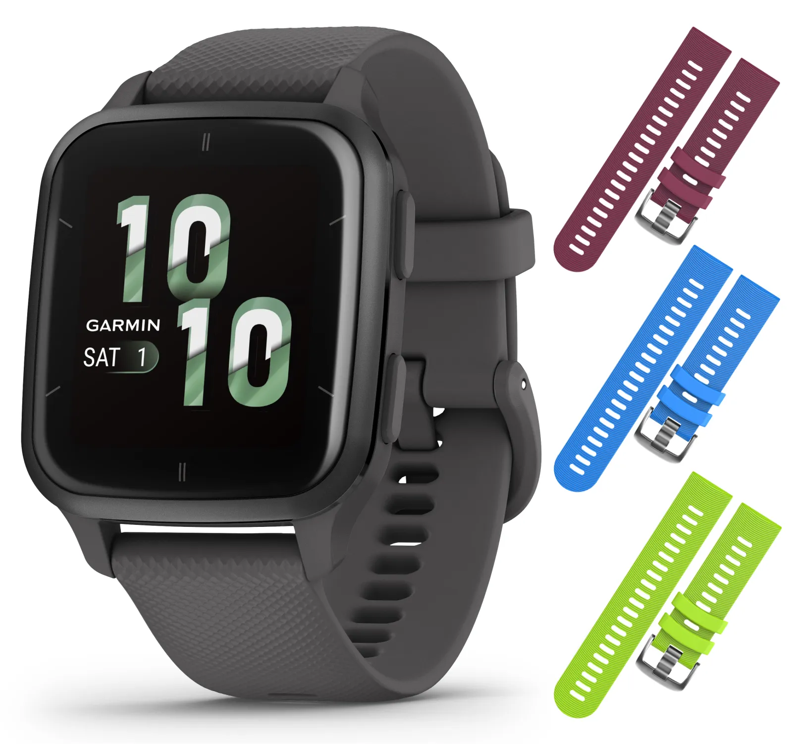 Garmin Venu Sq 2 GPS Smartwatch, All-Day Monitoring, Long-Lasting Battery Life, AMOLED Display, Black/Slate with Wearable4U Straps Bundle