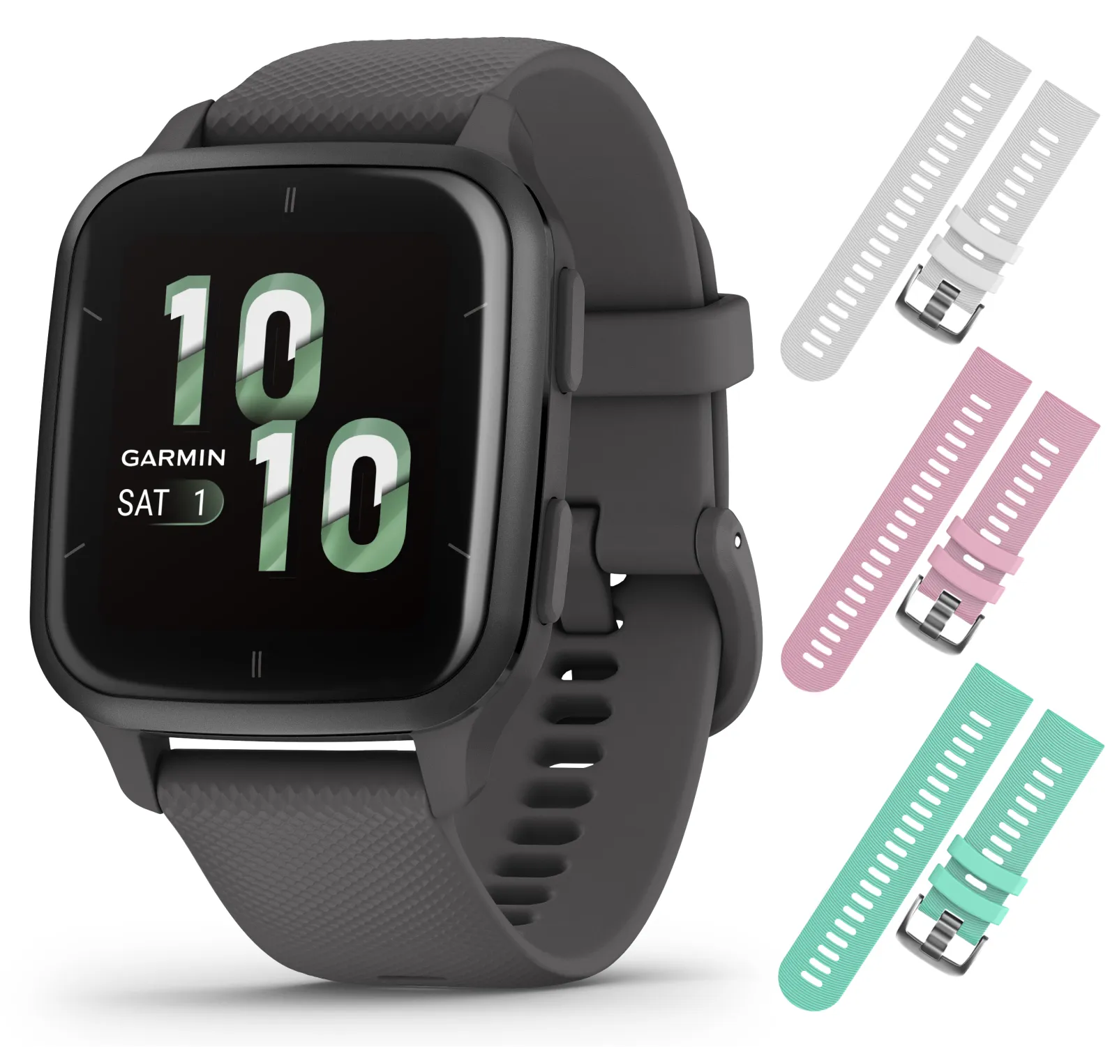 Garmin Venu Sq 2 GPS Smartwatch, All-Day Monitoring, Long-Lasting Battery Life, AMOLED Display, Black/Slate with Wearable4U Straps Bundle