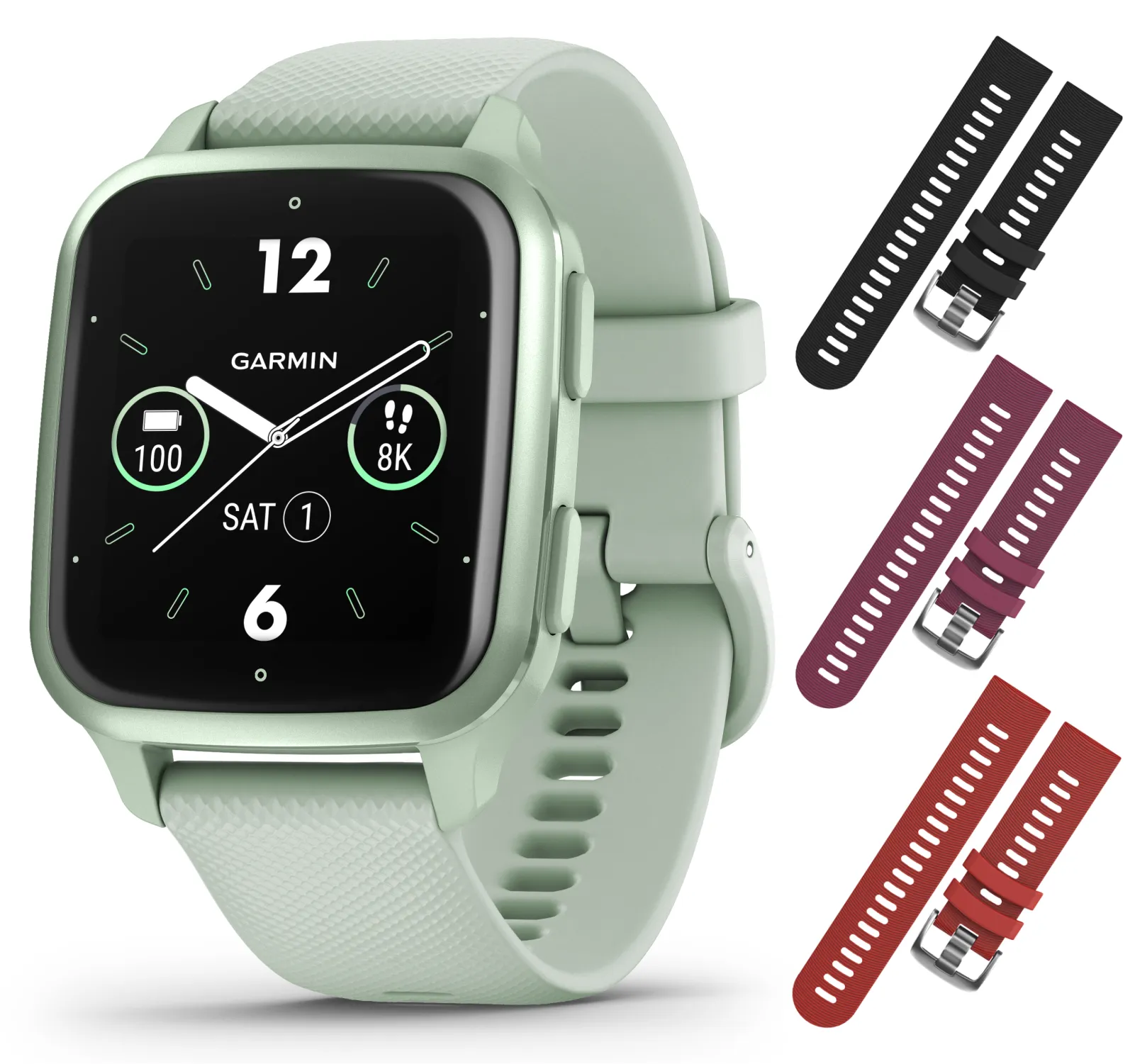 Garmin Venu Sq 2 GPS Smartwatch, All-Day Monitoring, Long-Lasting Battery Life, AMOLED Display, Black/Slate with Wearable4U Straps Bundle