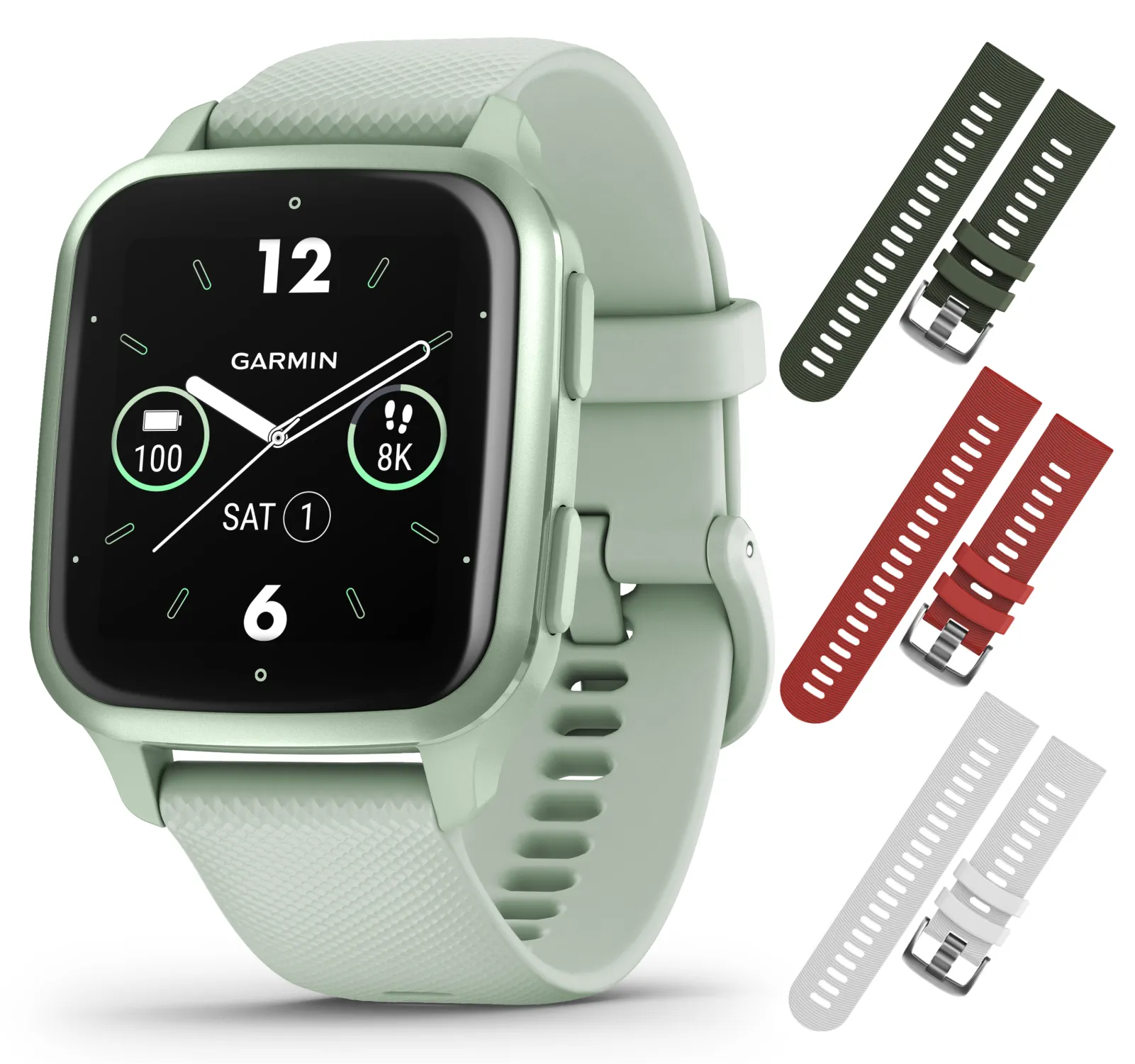 Garmin Venu Sq 2 GPS Smartwatch, All-Day Monitoring, Long-Lasting Battery Life, AMOLED Display, Black/Slate with Wearable4U Straps Bundle