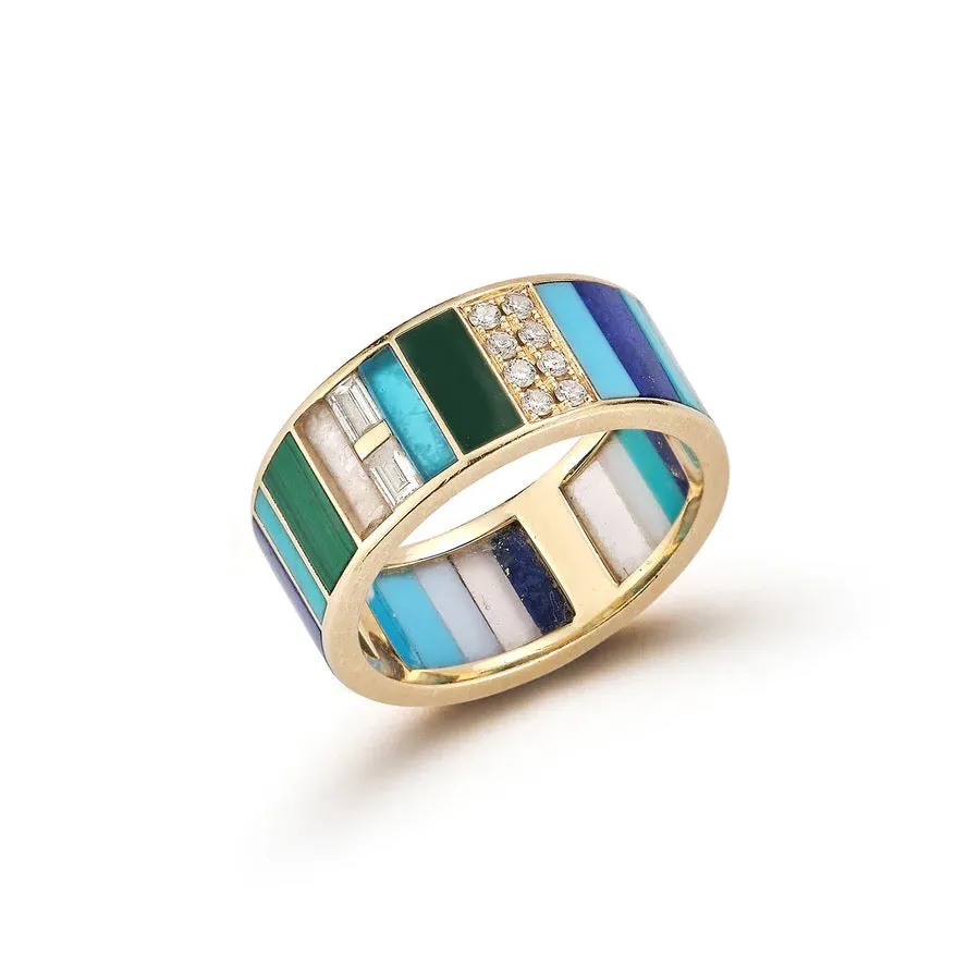 Gemstone Diamond & Enamel Isla Band Ring