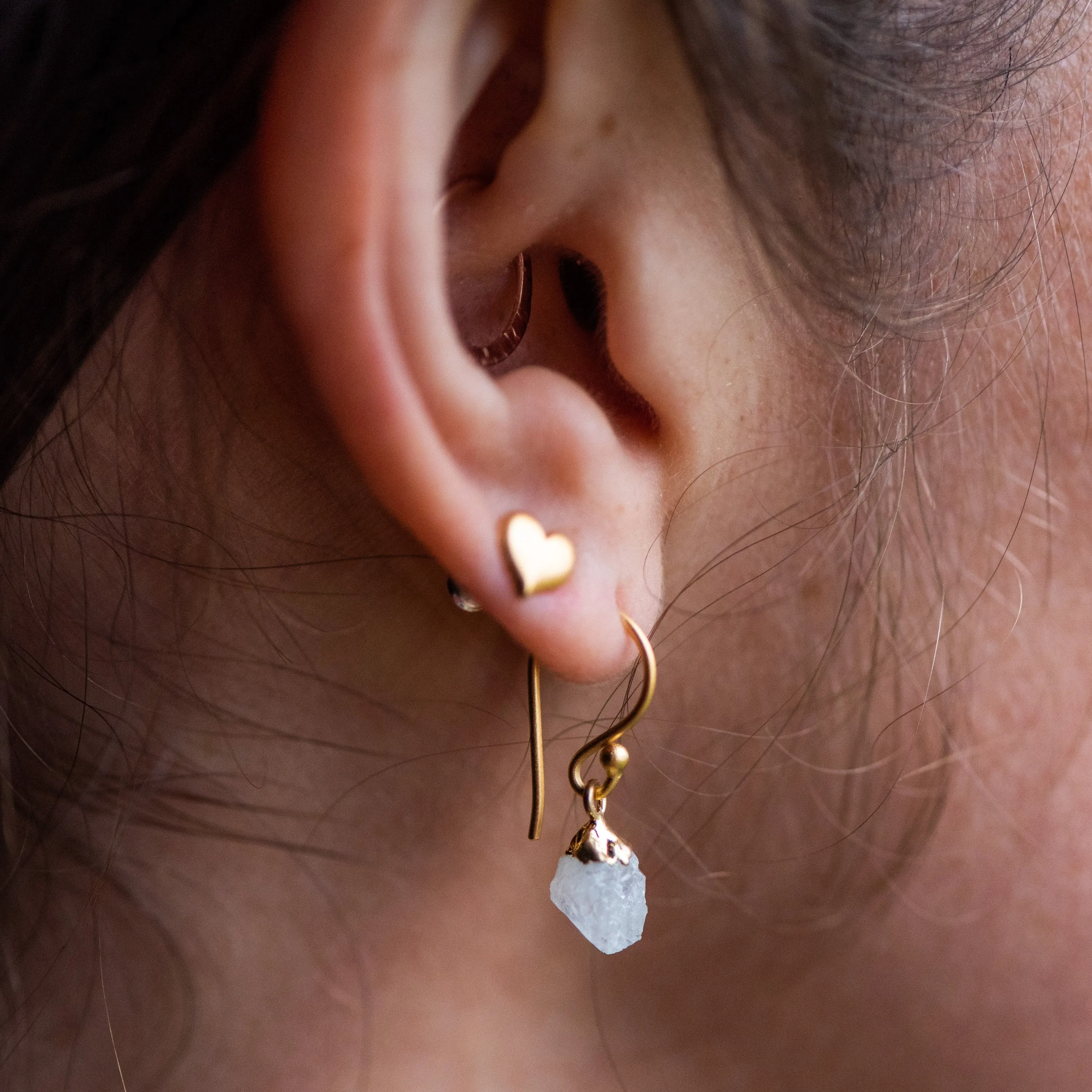 Gemstone Nugget Earrings - Moonstone