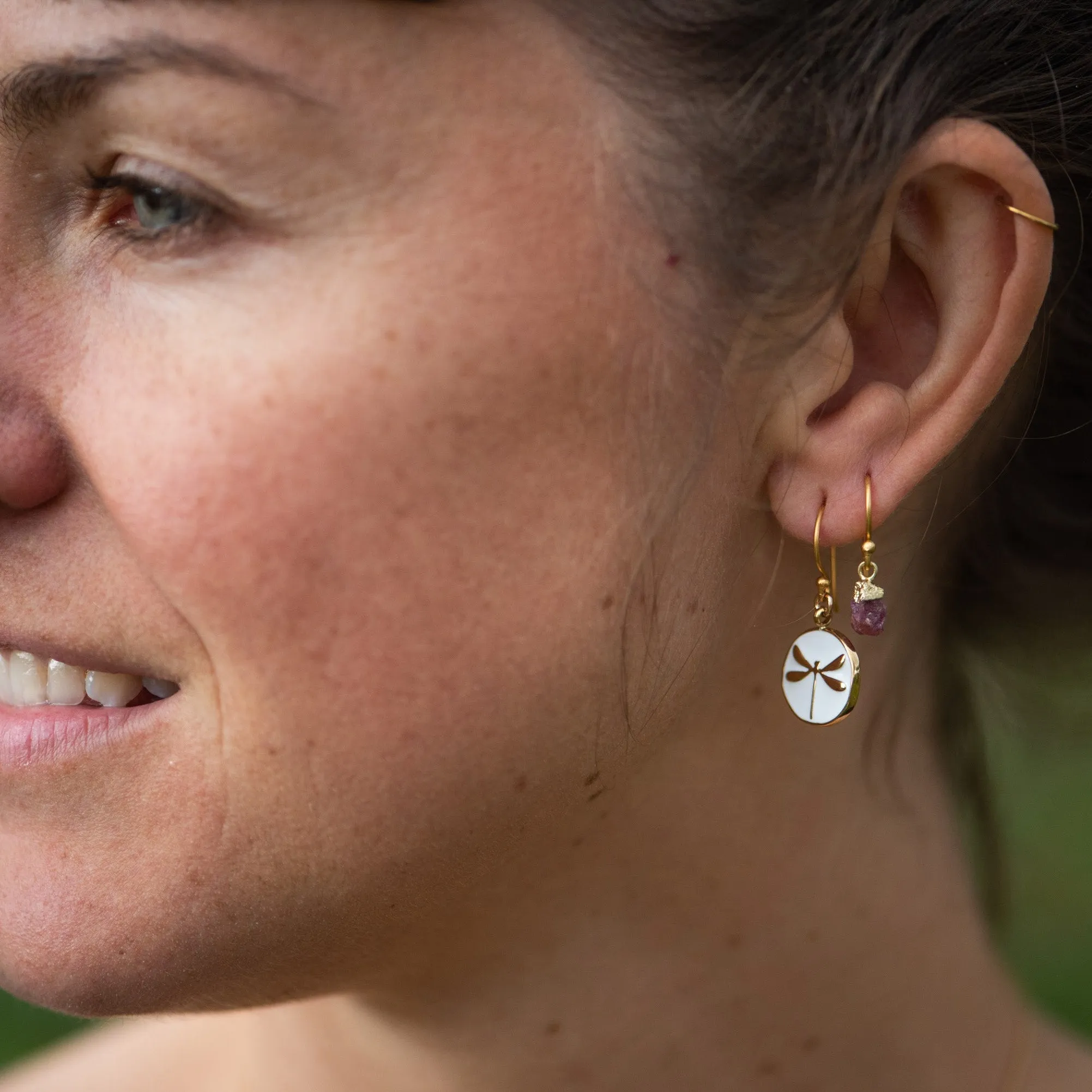 Gemstone Nugget Earrings - Ruby