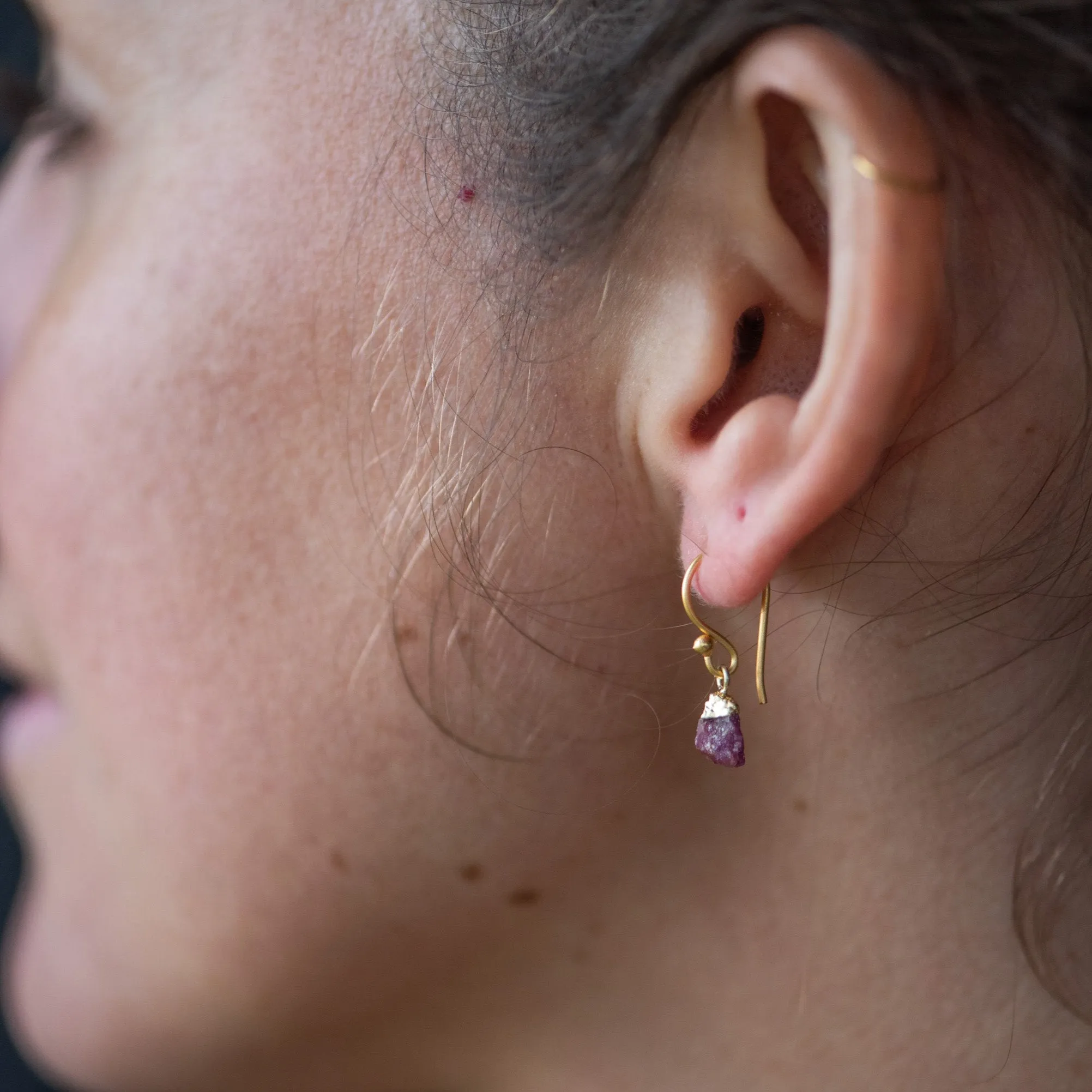 Gemstone Nugget Earrings - Ruby