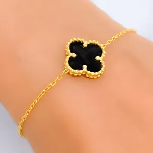 Glossy Eclectic 21k Gold Clover Bracelet