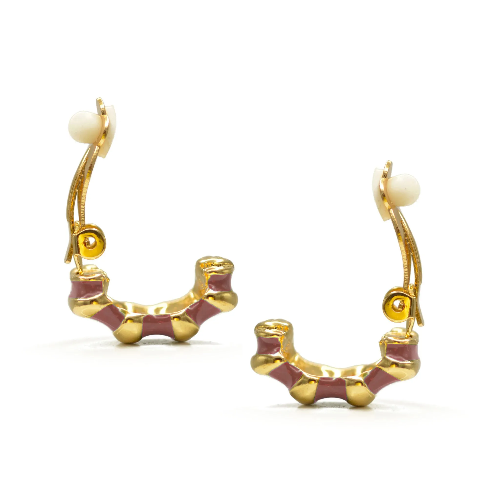 Gold and Brown epoxy Shrimp clip-on earrings #HNE90923GBR(GB5)