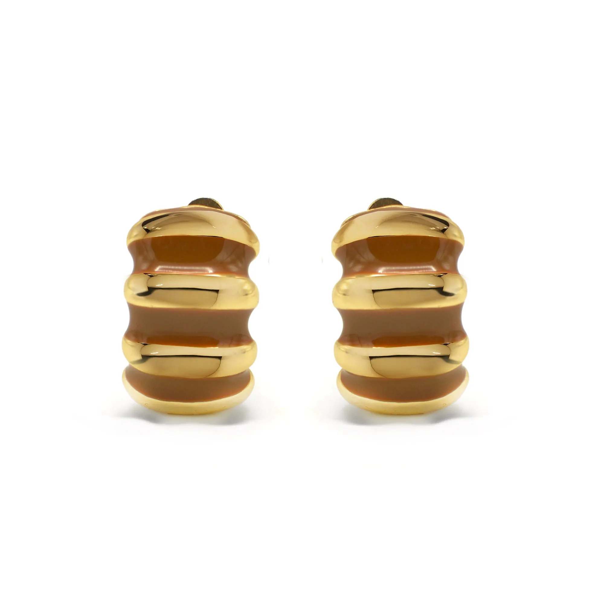 Gold and Brown epoxy Shrimp clip-on earrings #HNE90923GBR(GB5)