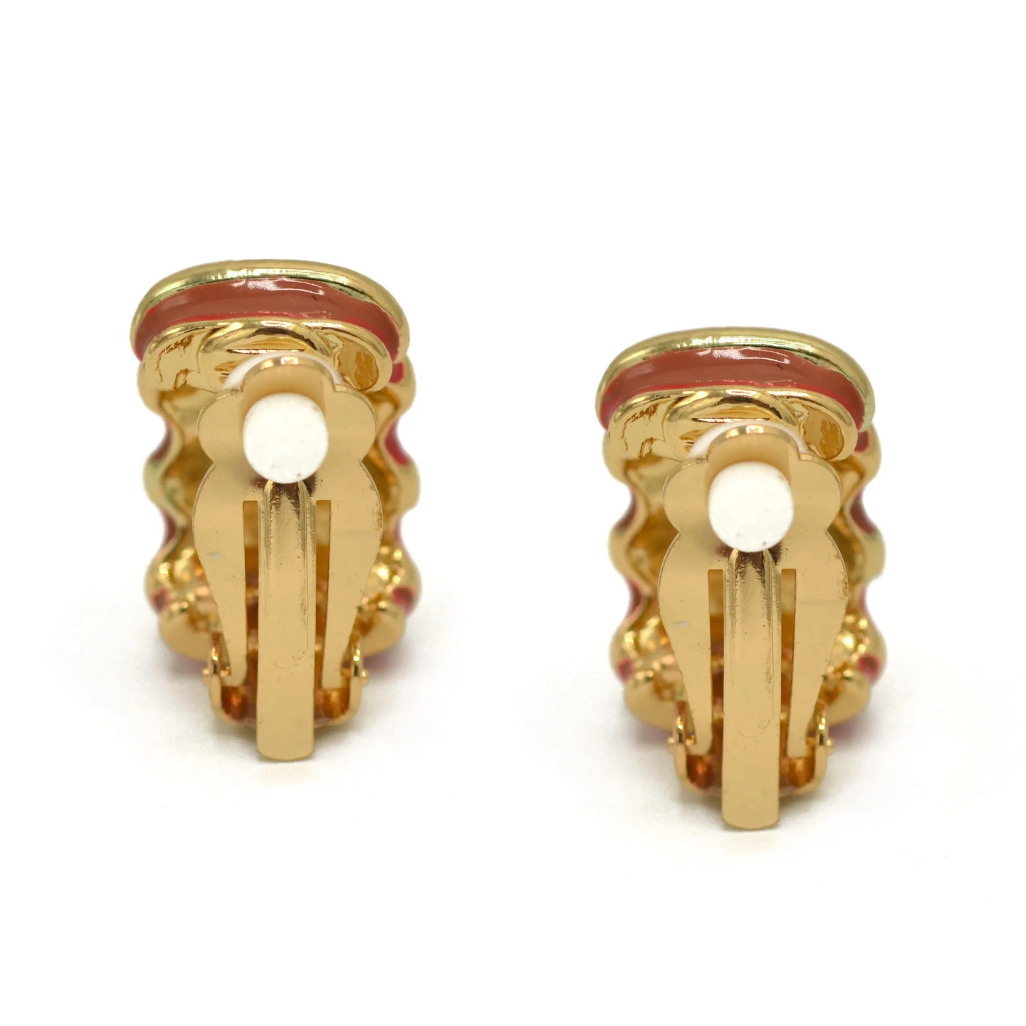 Gold and Brown epoxy Shrimp clip-on earrings #HNE90923GBR(GB5)