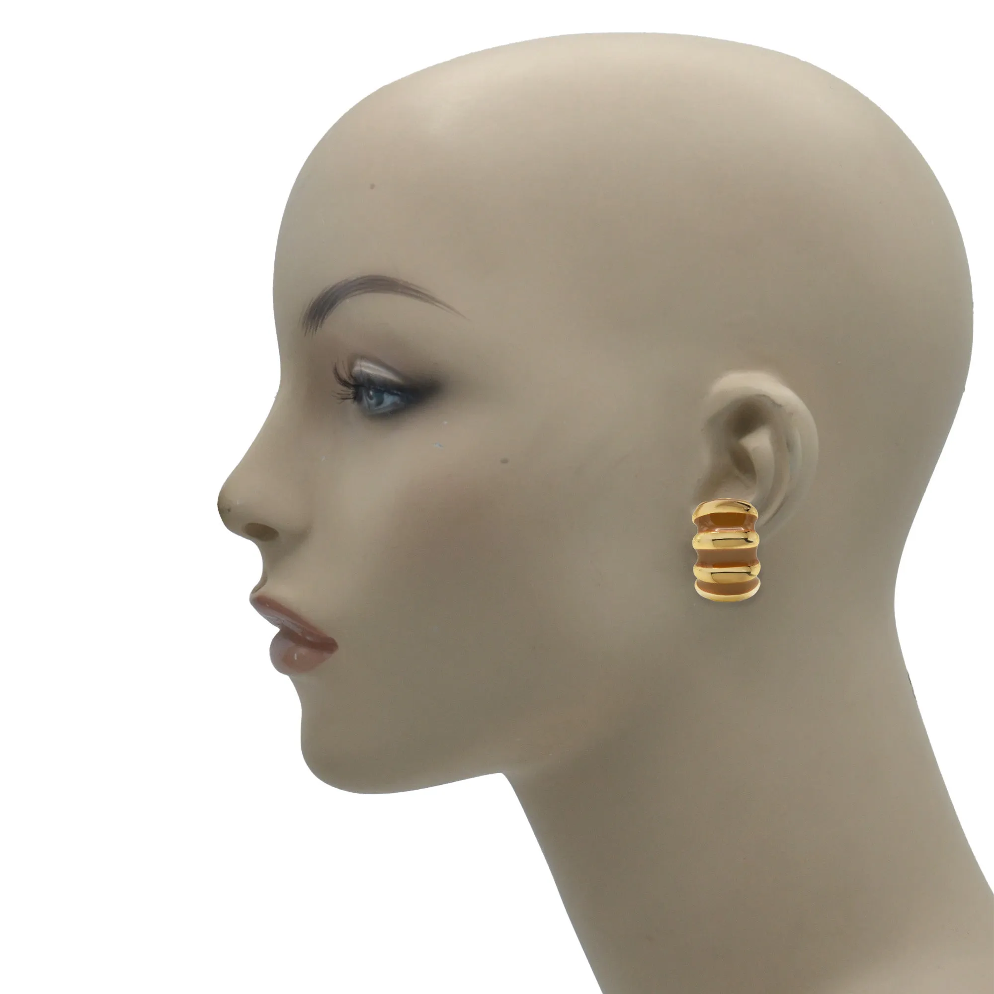 Gold and Brown epoxy Shrimp clip-on earrings #HNE90923GBR(GB5)