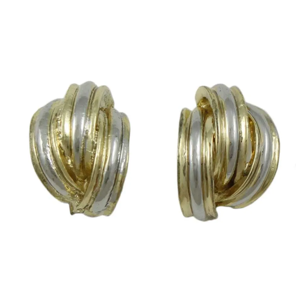 Gold and Silver Semi Hoop Clip Earring - MEC902