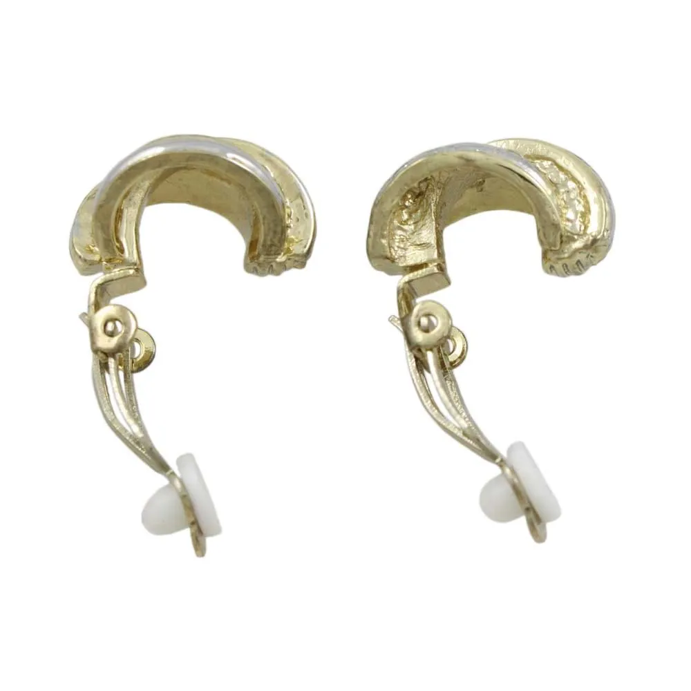 Gold and Silver Semi Hoop Clip Earring - MEC902