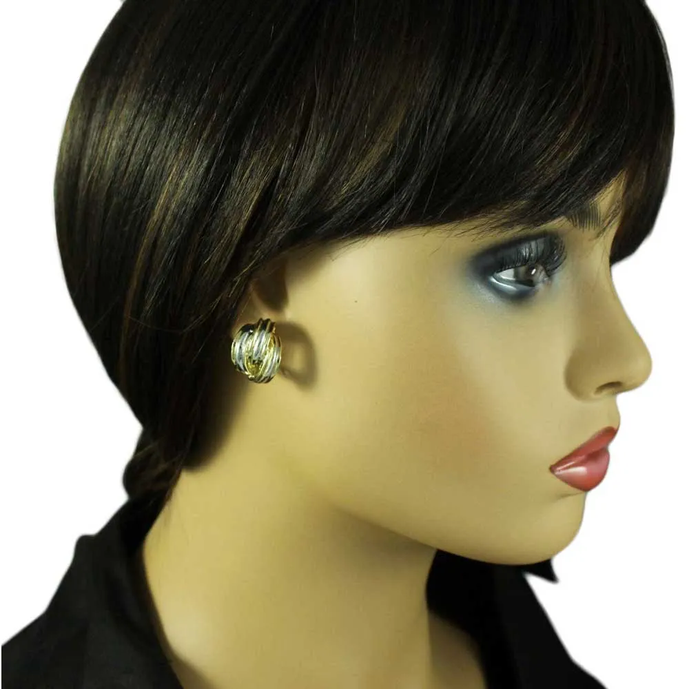 Gold and Silver Semi Hoop Clip Earring - MEC902