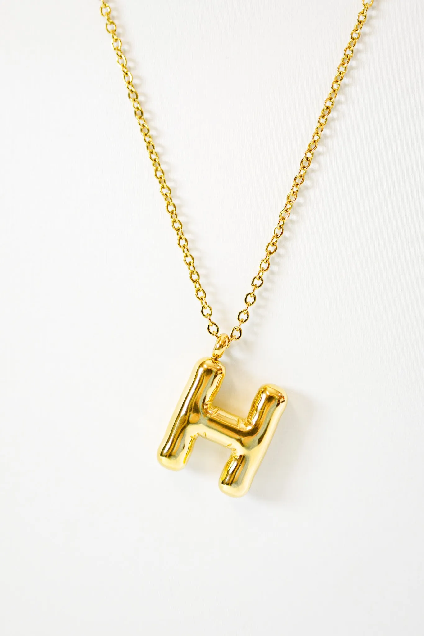 Gold Bubble Initial Necklace, VARIOUS