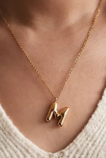 Gold Bubble Initial Necklace, VARIOUS