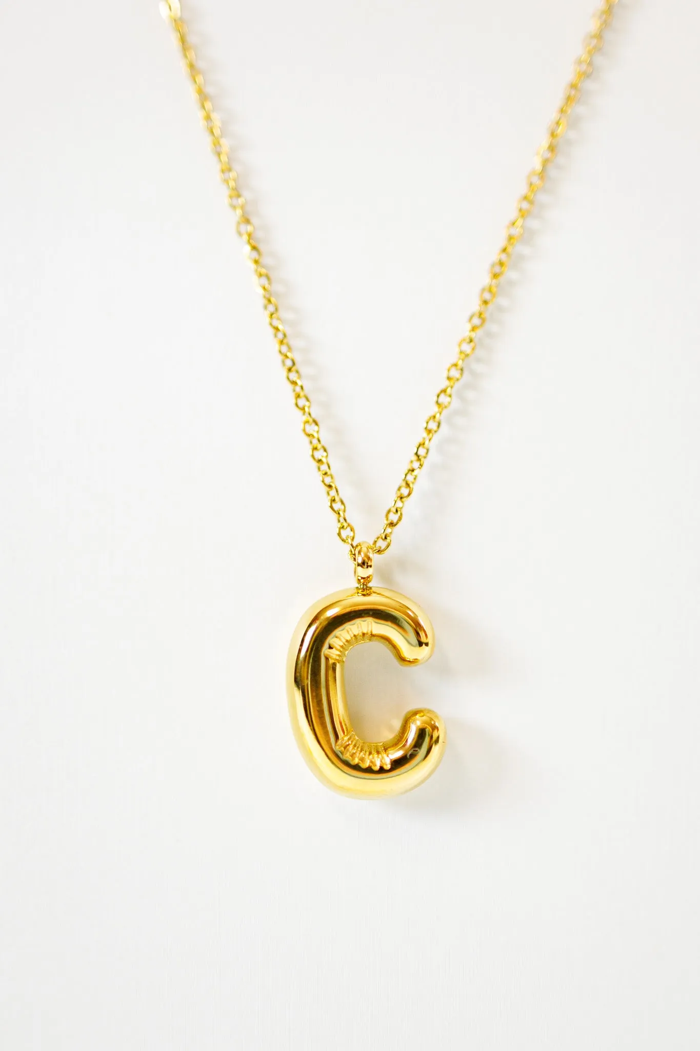 Gold Bubble Initial Necklace, VARIOUS