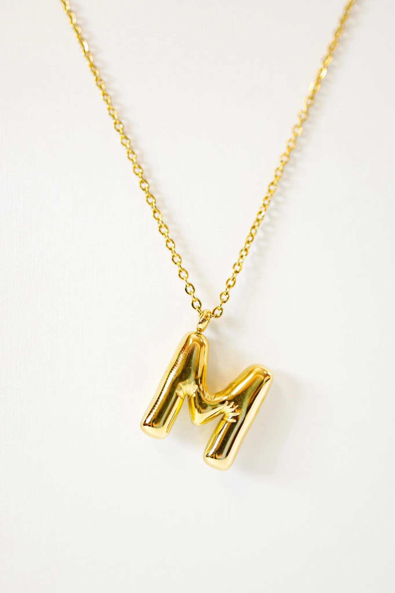 Gold Bubble Initial Necklace, VARIOUS