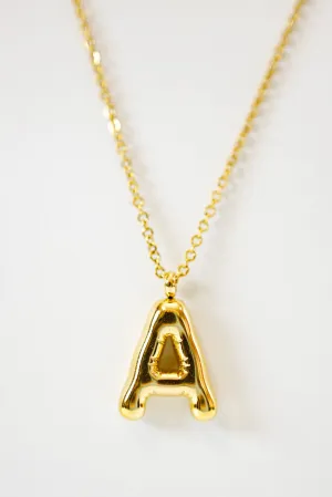 Gold Bubble Initial Necklace, VARIOUS