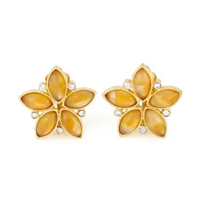 GOLD CITRINE CLIP ON  EARRINGS #228NT3101 (1F14)