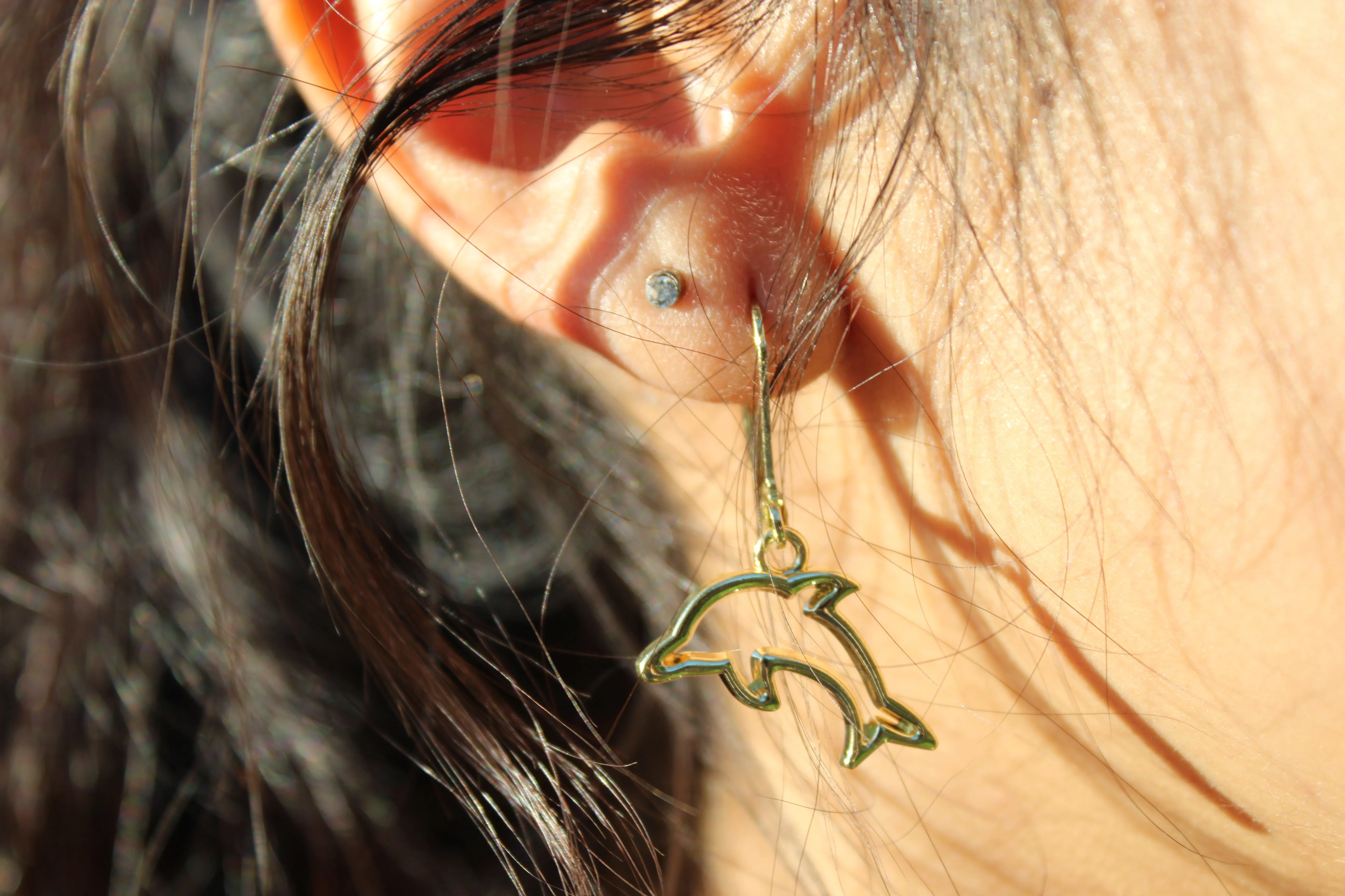 Gold Dolphin Earrings