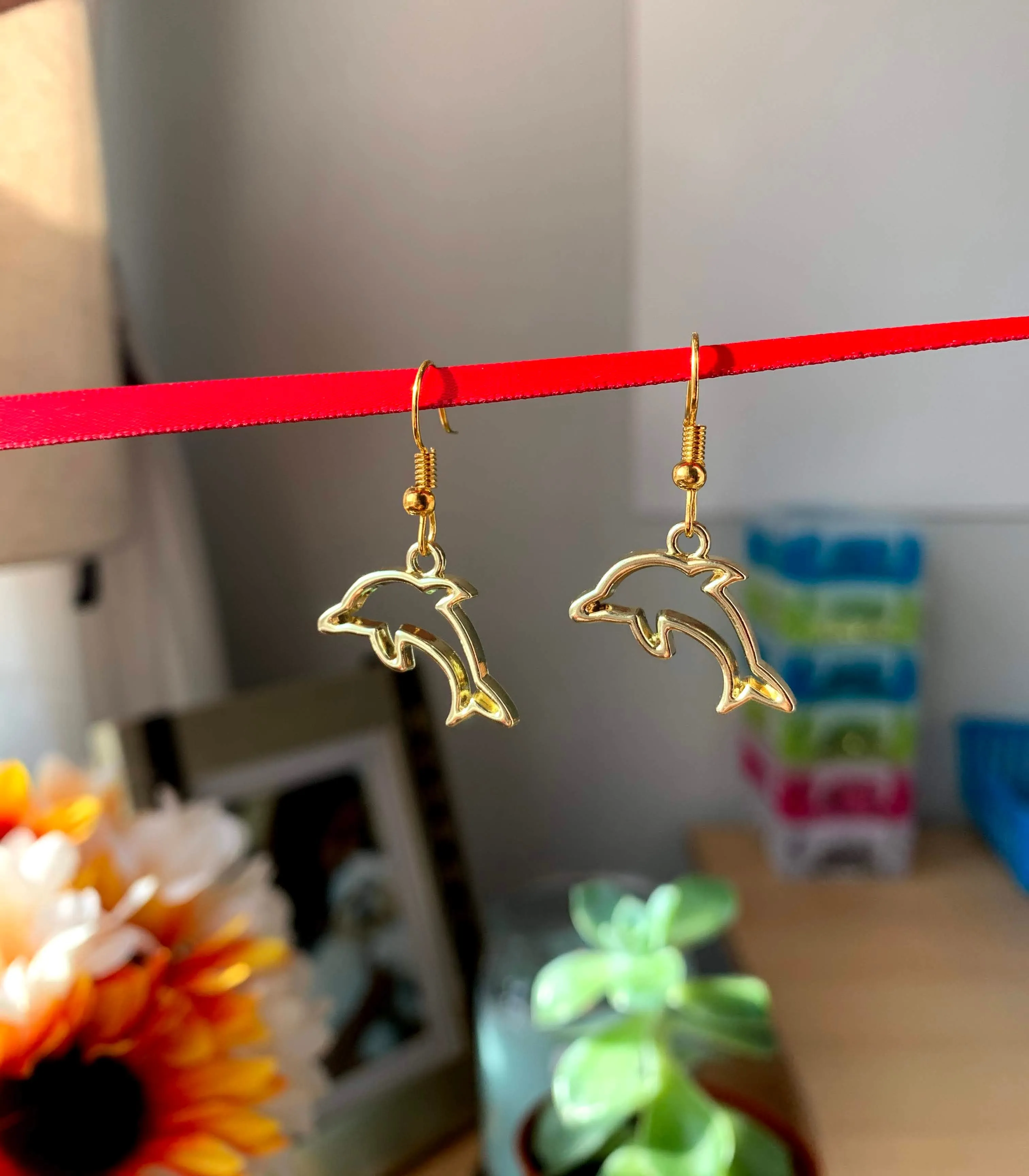 Gold Dolphin Earrings