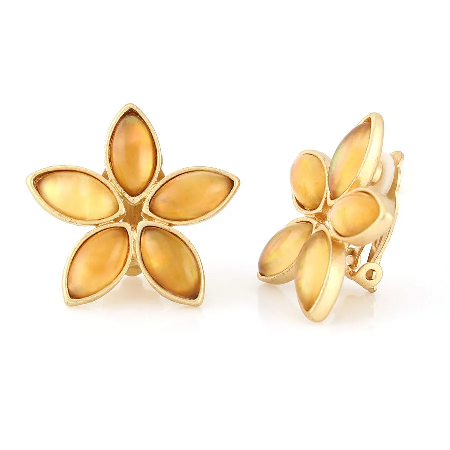 GOLD FLOWER CLIP ON EARRINGS #228NT3201 (1F14)