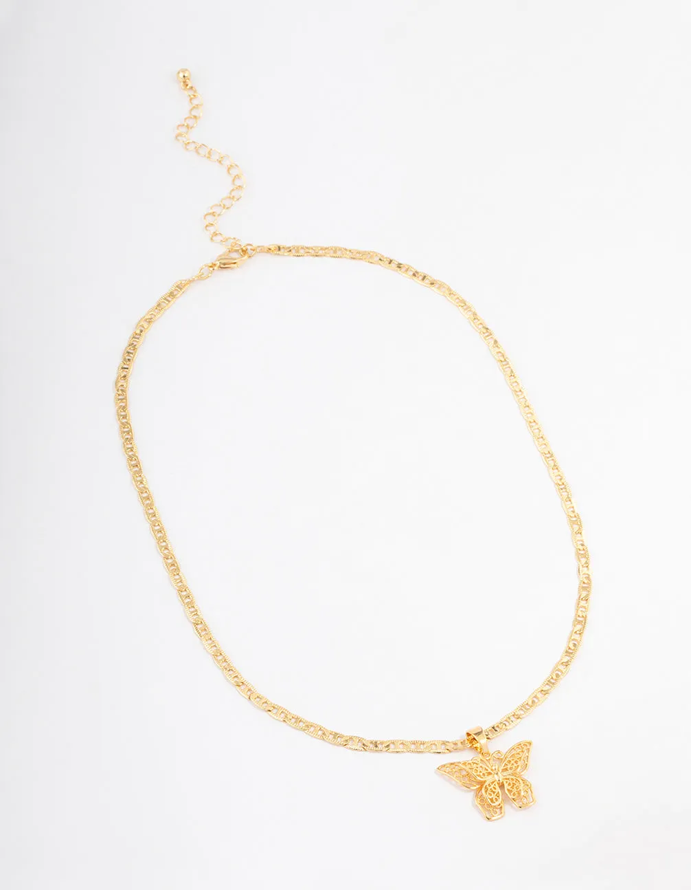 Gold Plated Mariner Chain Butterfly Necklace