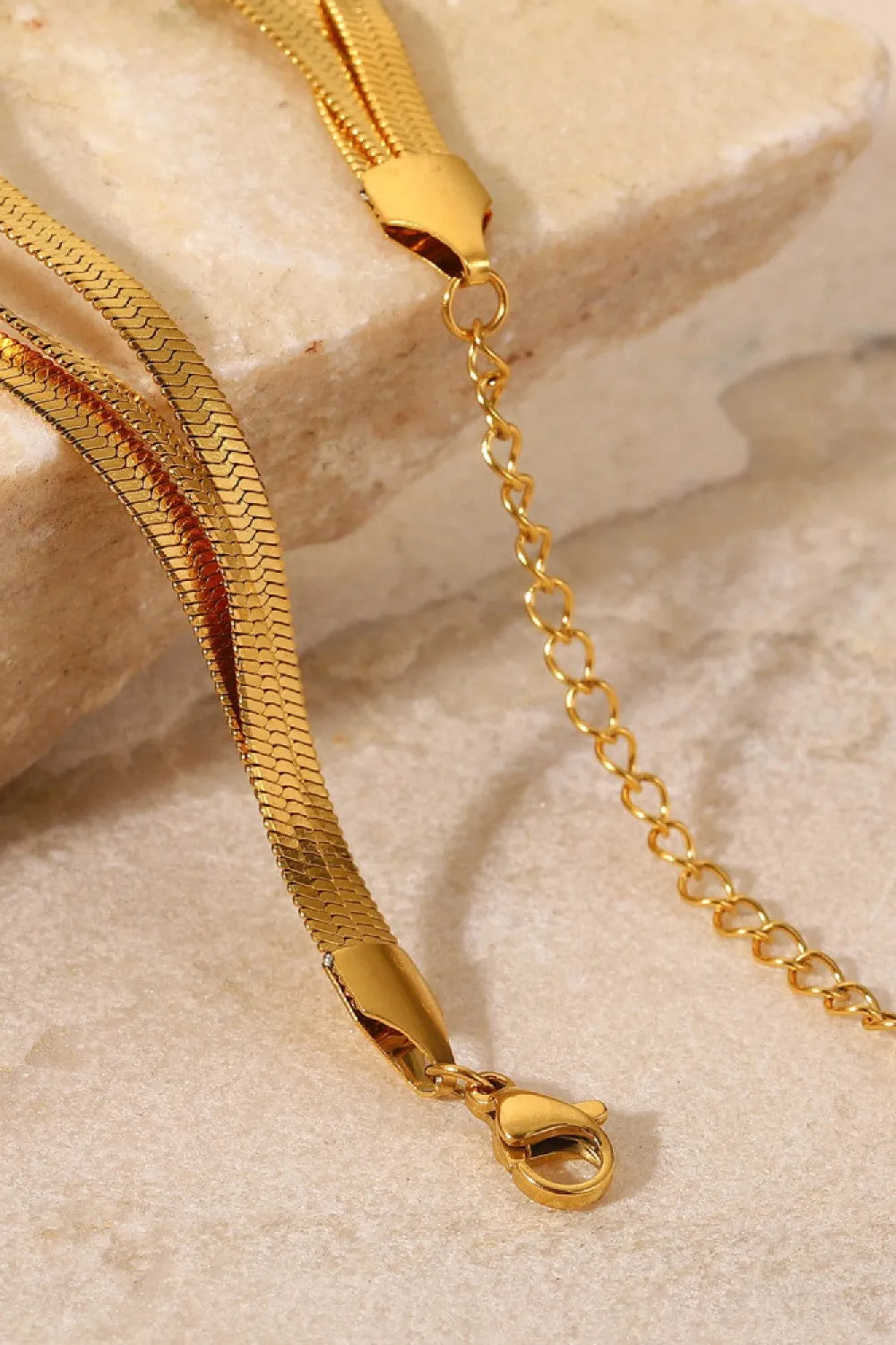 Gold-Plated Triple-Layer Snake Chain Bracelet - Adjustable & Lightweight