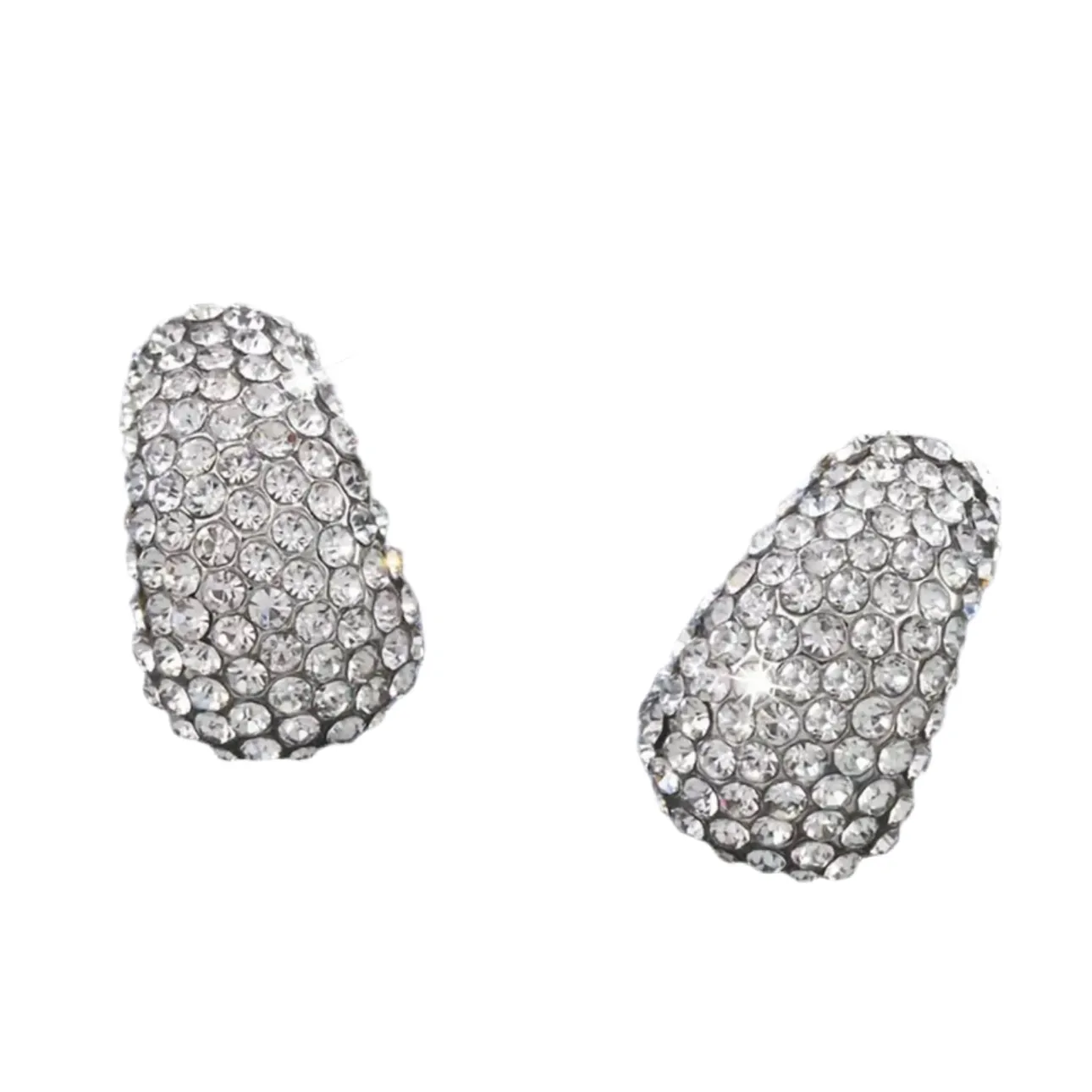 Gold Rhinestone Clip Earrings