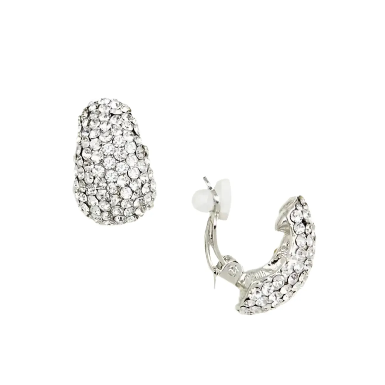 Gold Rhinestone Clip Earrings