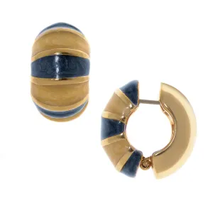 Goldtone Peach/ Dark Green Segmented Reversible Hugs® Earrings