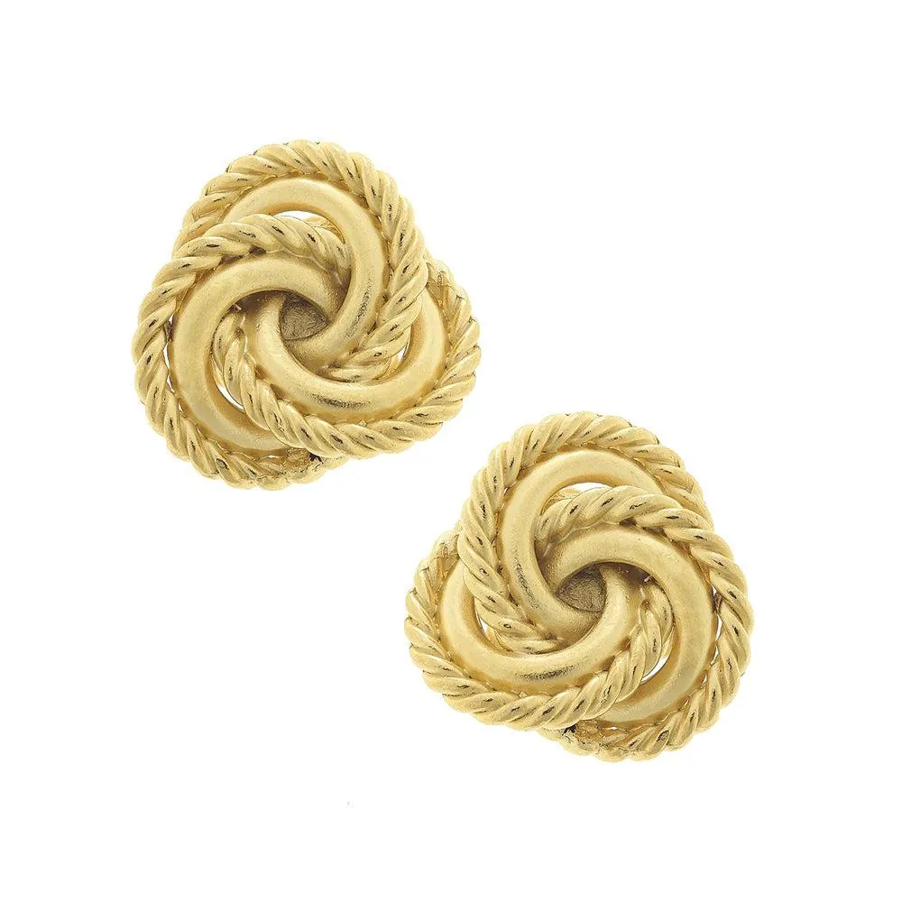 Handcast Gold Rope Clip Earrings