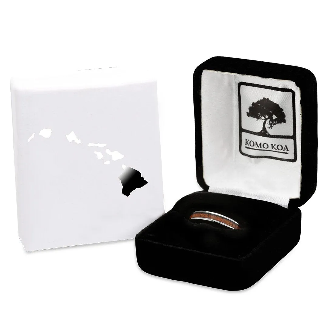 Hawaiian Koa Wood Thin Tungsten Ring