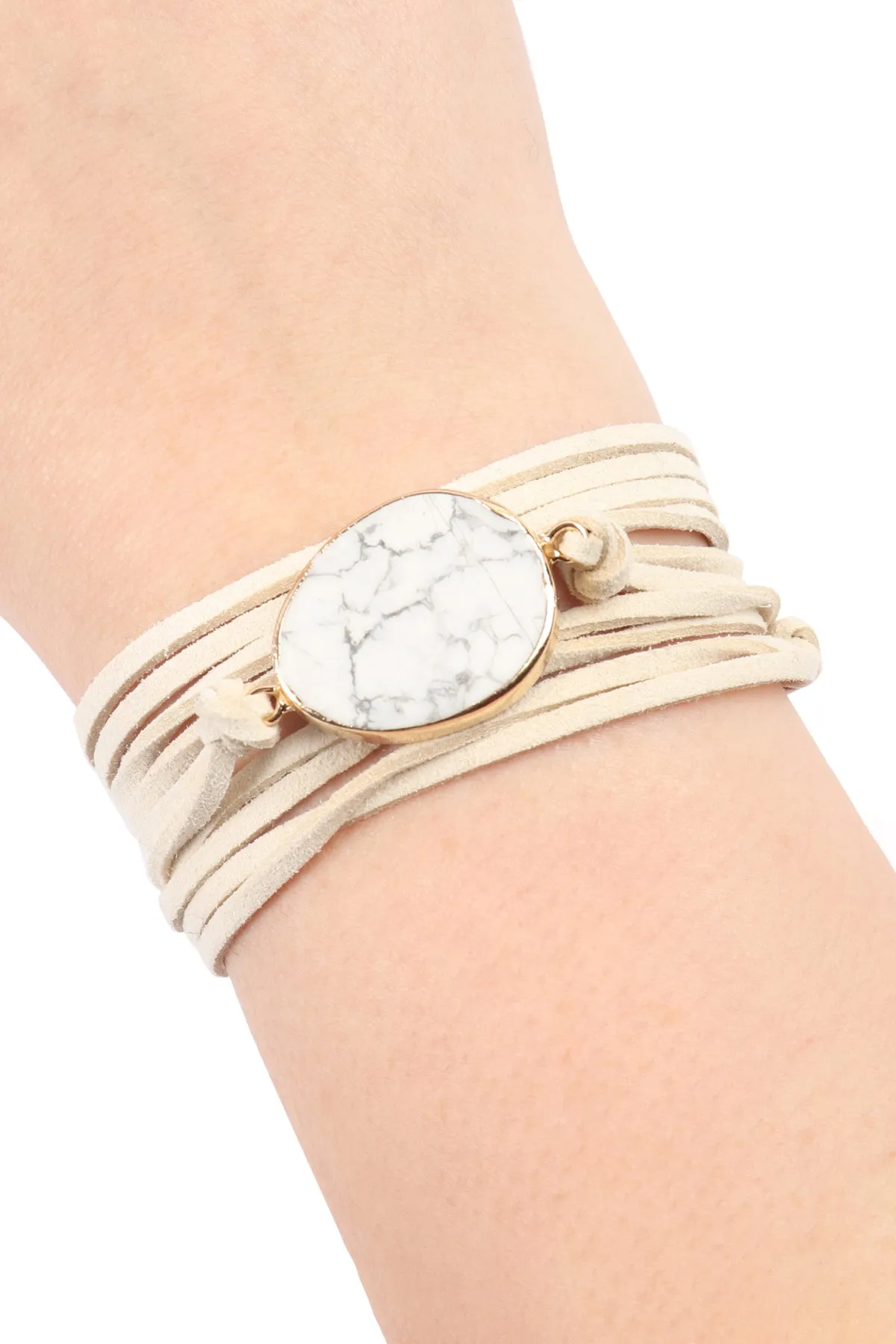 HDB3118 - STONE CHARM MULTI STRAND WRAP BRACELET