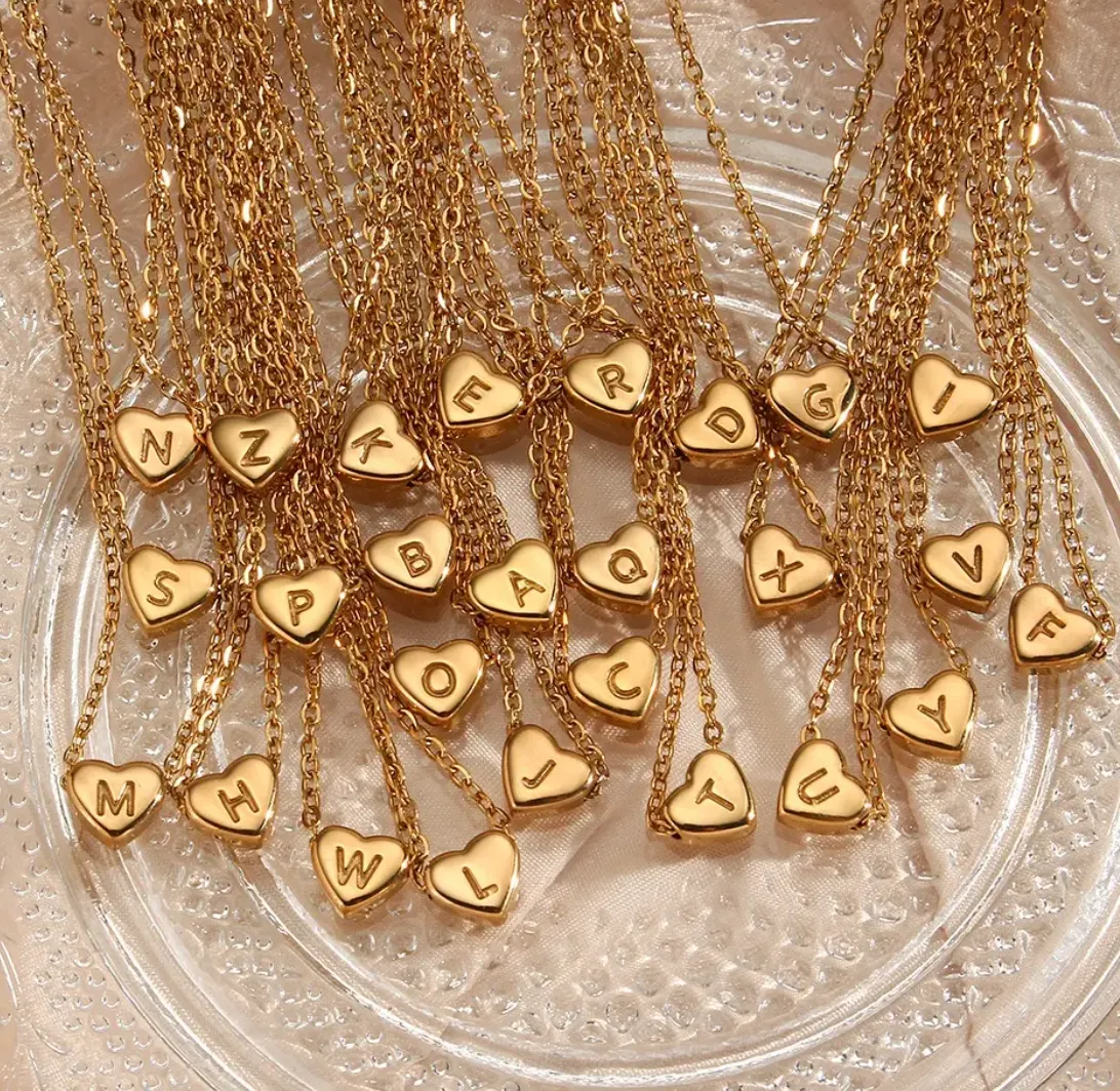 Heart Initial Link Chain Necklace