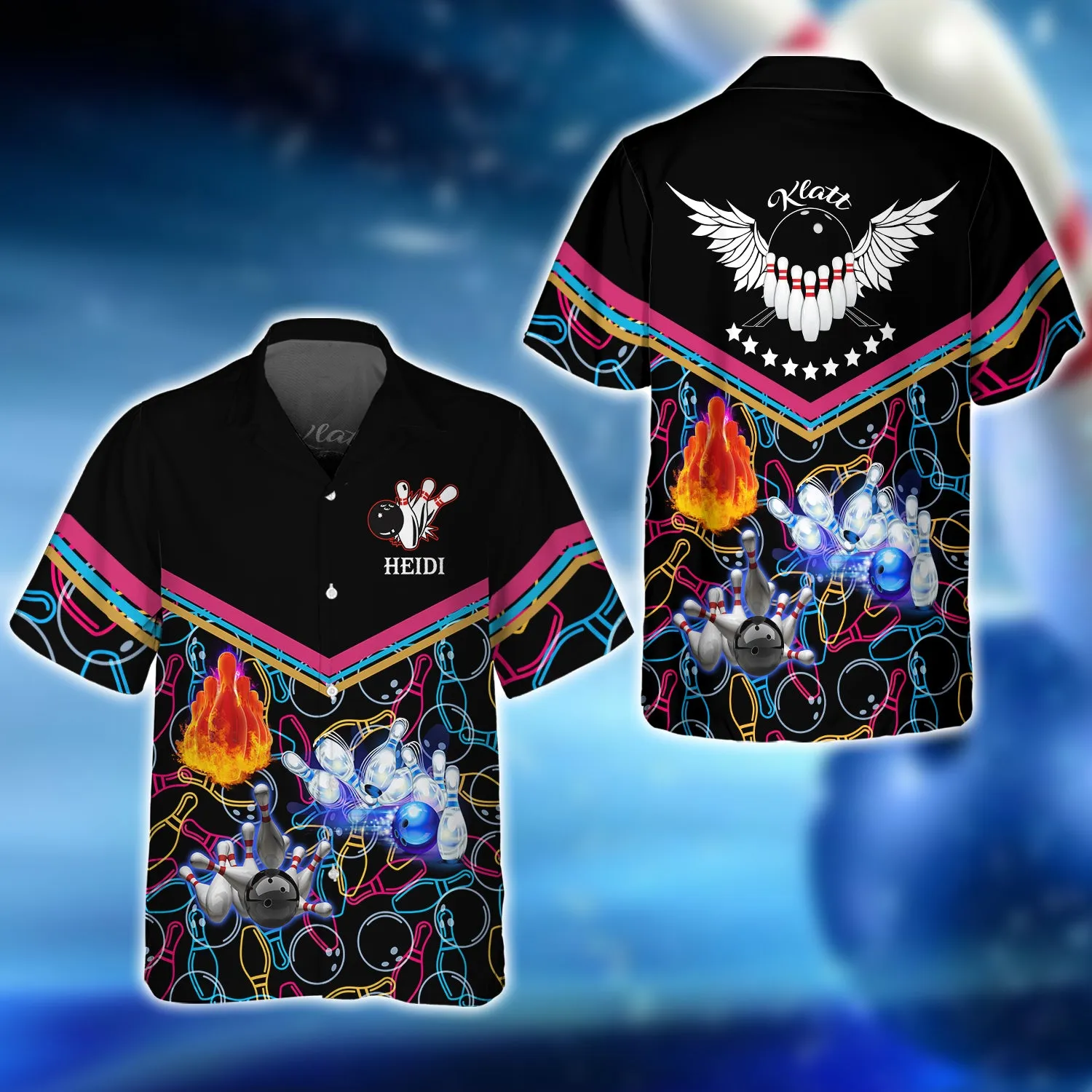 Heidi Klatt Bowling Strike Abstract Colorful 3D Shirt - QB95