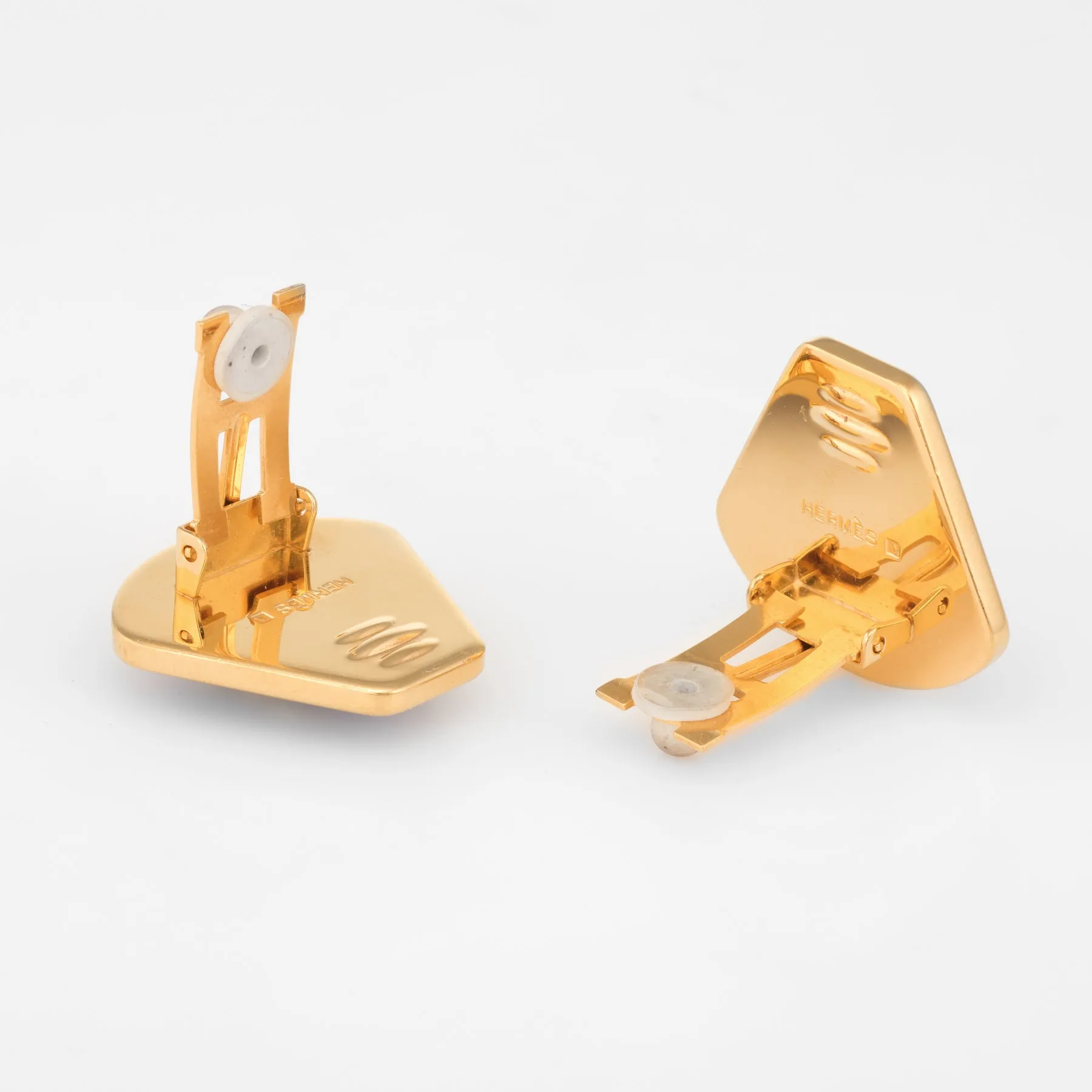 Hermes Enamel Clip Earrings Estate Chariot Horse Vintage