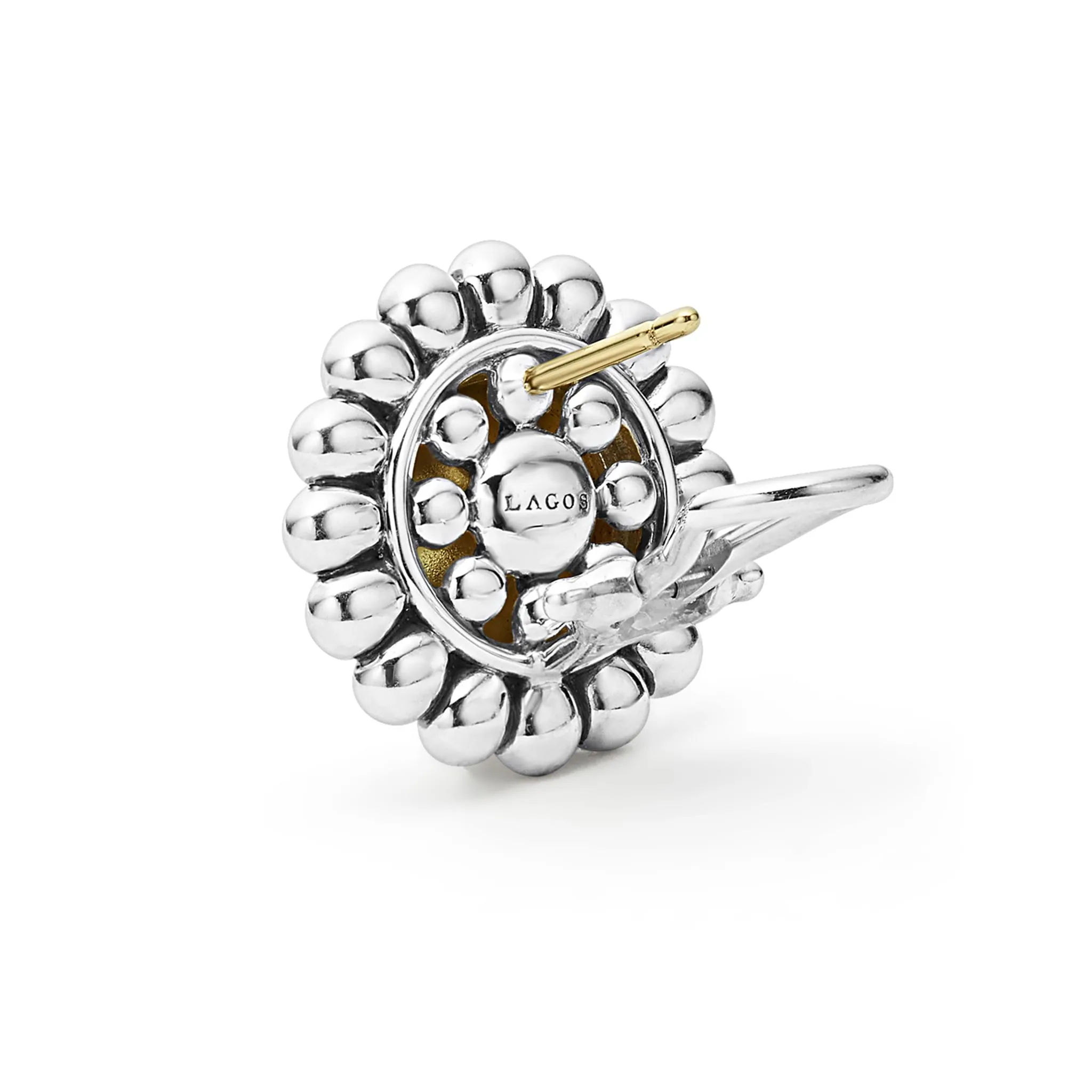 High Bar Two-Tone Caviar Omega Clip Earrings