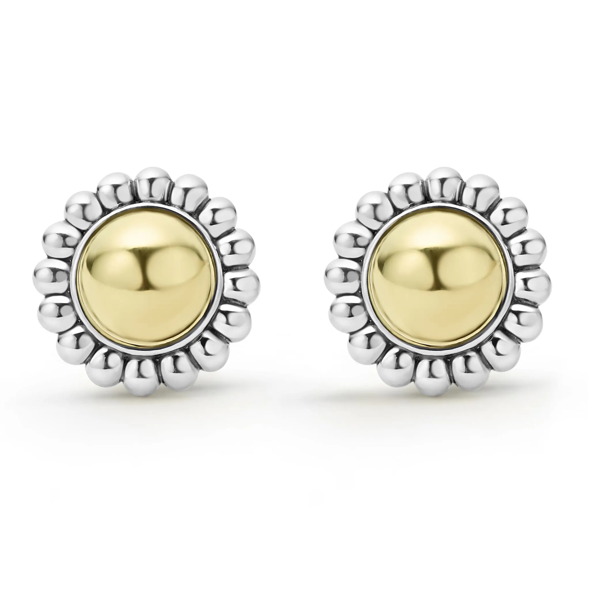 High Bar Two-Tone Caviar Omega Clip Earrings
