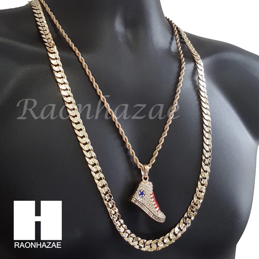 HIP HOP SNEAKER ROPE CHAIN DIAMOND CUT 30" CUBAN LINK CHAIN NECKLACE 62