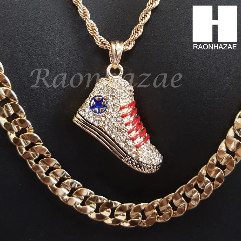 HIP HOP SNEAKER ROPE CHAIN DIAMOND CUT 30" CUBAN LINK CHAIN NECKLACE 62