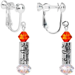 Holiday Candle Clip On Earrings Created with Crystals