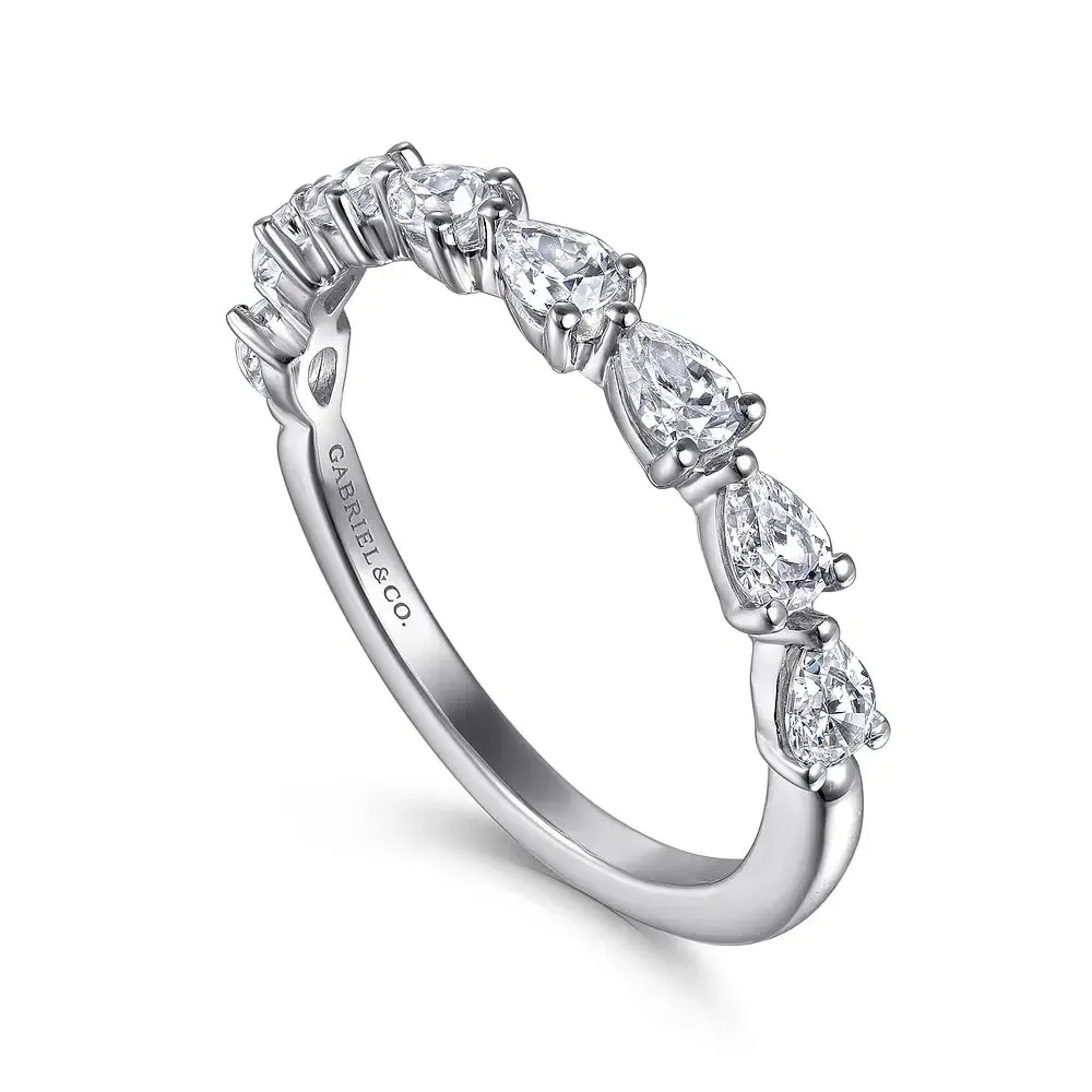 Horizontal Prong Set Pear Shape Diamond Wedding Band