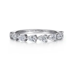 Horizontal Prong Set Pear Shape Diamond Wedding Band
