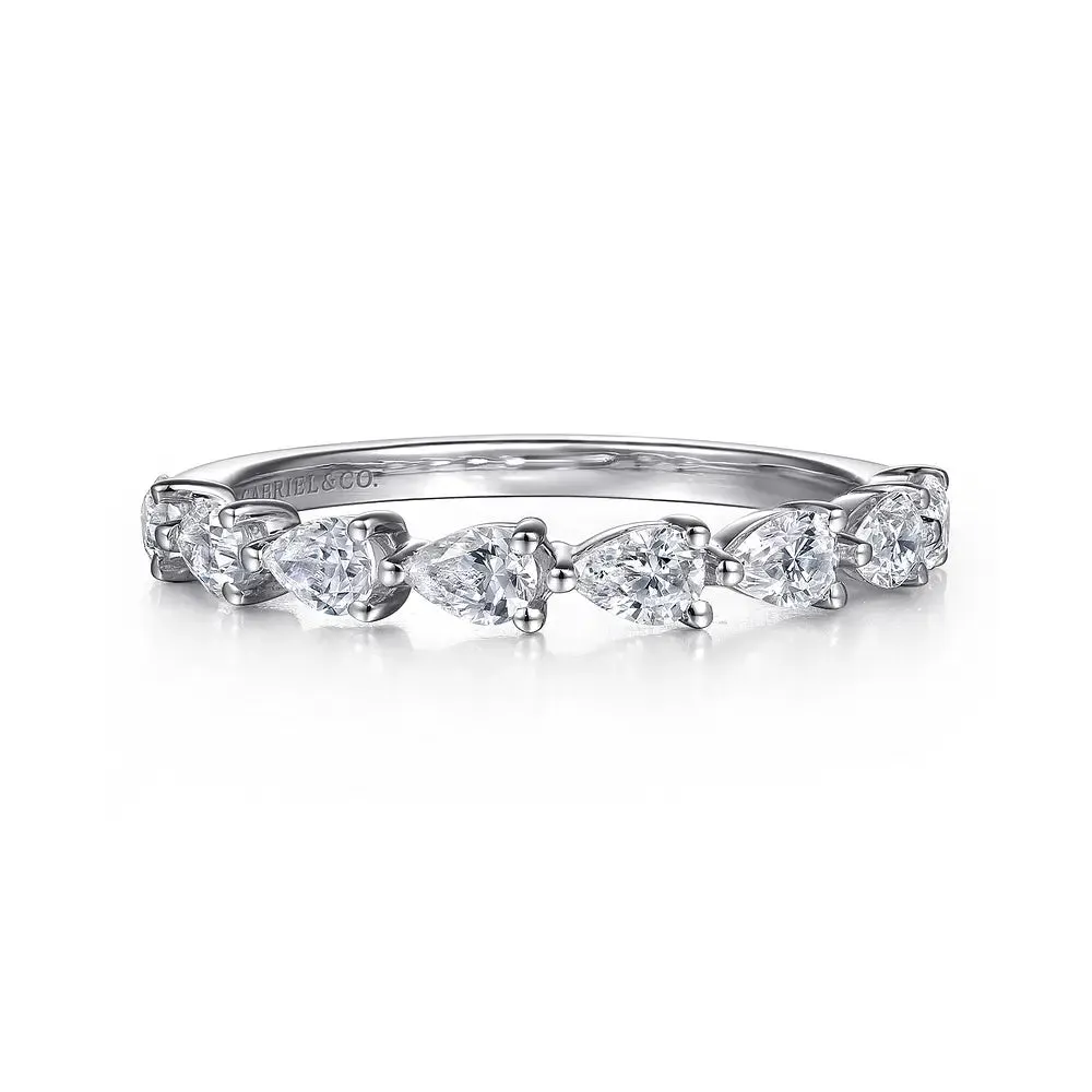 Horizontal Prong Set Pear Shape Diamond Wedding Band