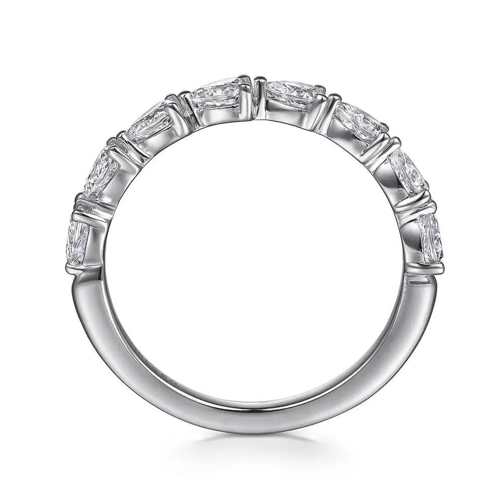 Horizontal Prong Set Pear Shape Diamond Wedding Band