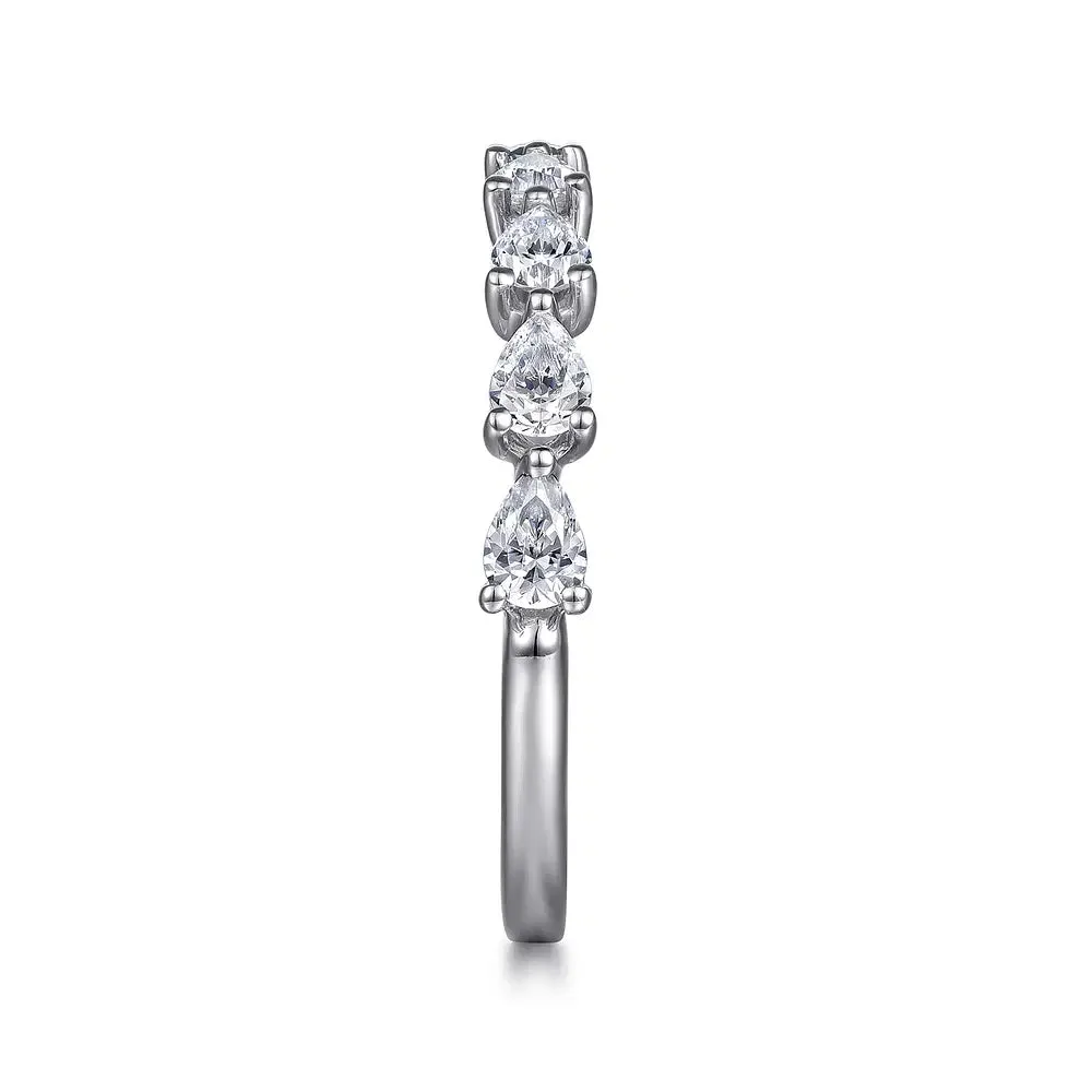 Horizontal Prong Set Pear Shape Diamond Wedding Band