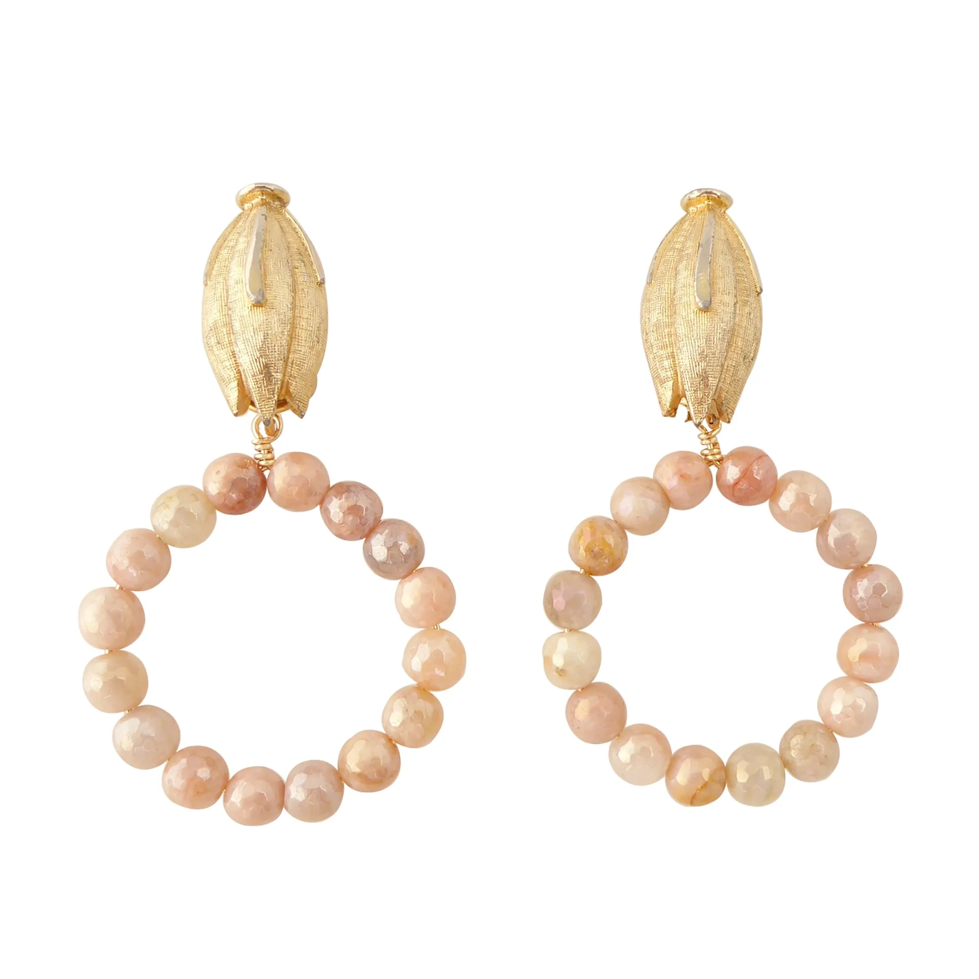 Iridescent peach moonstone earrings
