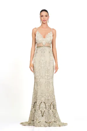 Ivory heavily embroidered gown